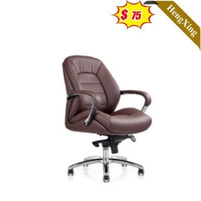 Modern Office Furniture Chairs Middle Back Brown Color PU Leather Boss Chair