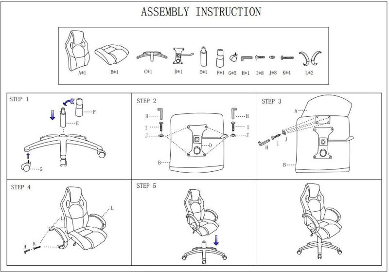 Adjustable Reclining Ergonomic Faux Leather Swiveling PC Racing Game Chair