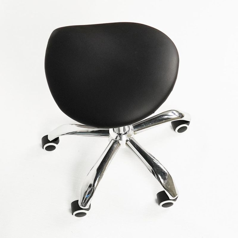 Factory Directly PU Leather Adjustable Rolling Medical Massage Salon SPA Drafting Saddle Stool