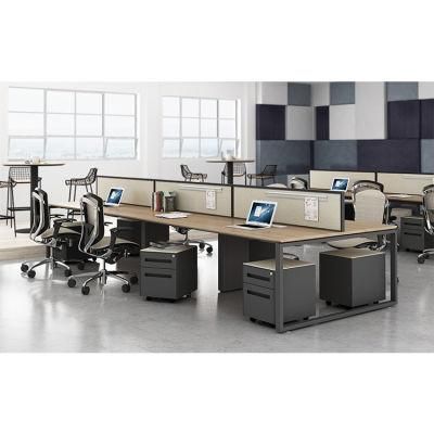 Cheap Price Fashionable Simple Modern Melamine Office Desk 6 Person Workstation