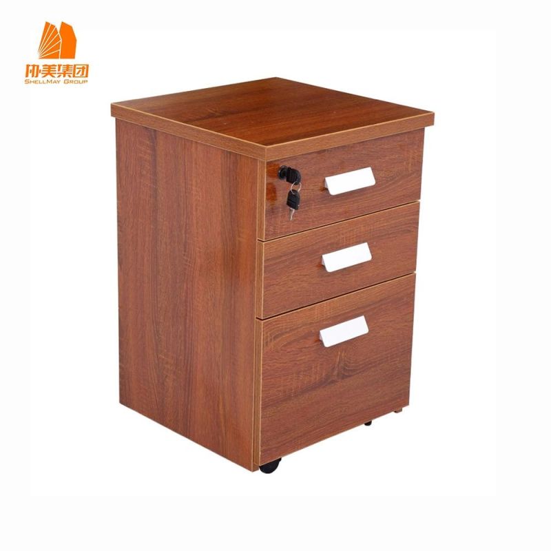 Small Office Filing Cabinet with Five Wheels and Three Drawers