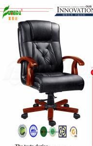 Swivel Leather Executive Office Chair with Solid Wood Foot (FY1065)