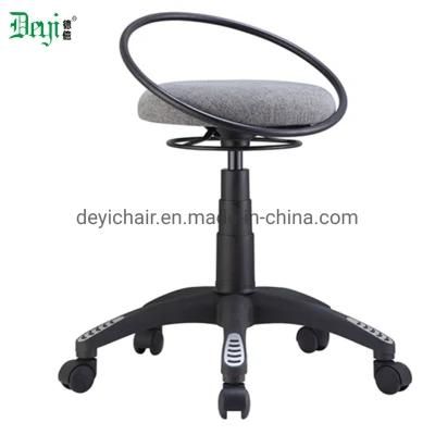 Black Coated Wobble Stool Finished 140mm with Circle Ring Support for Backrest Class 4 Gas Lift Round Base Fabric Chair