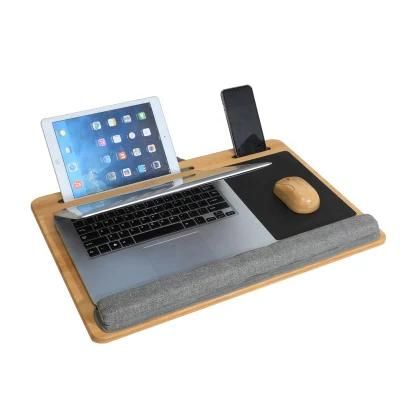 Portable Bamboo Lap Desk Tray for Home Office Computer Desk with Phone Slot