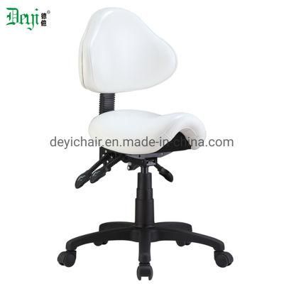 White Color PU Two Lever Light Duty Mechanism Industrial Saddle Seat Computer Chair