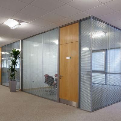 Glass PVC Dubai Wood Office Folding Partition Walls with Blind