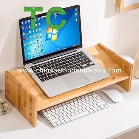 Adjustable Bamboo Laptop Stand Monitor Stand Riser Desk Organizer Desktop Bookshelf Printer Stand