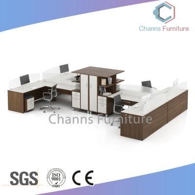 Modular Office Table L Shape Computer Desk Four Seats Office Workstation with Cabinet (CAS-W41213)