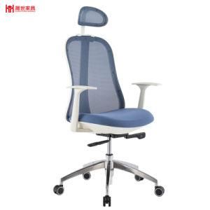 High Quality Wathet Blue Mesh Office Chair with Headrest.