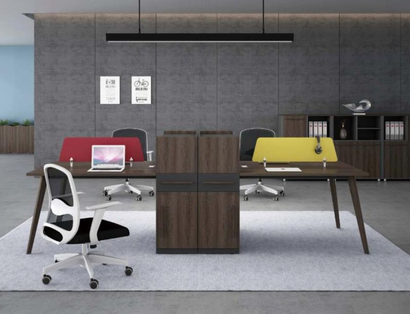Four Seats Modern MFC Board Panel Commercial Wooden Workstation Table