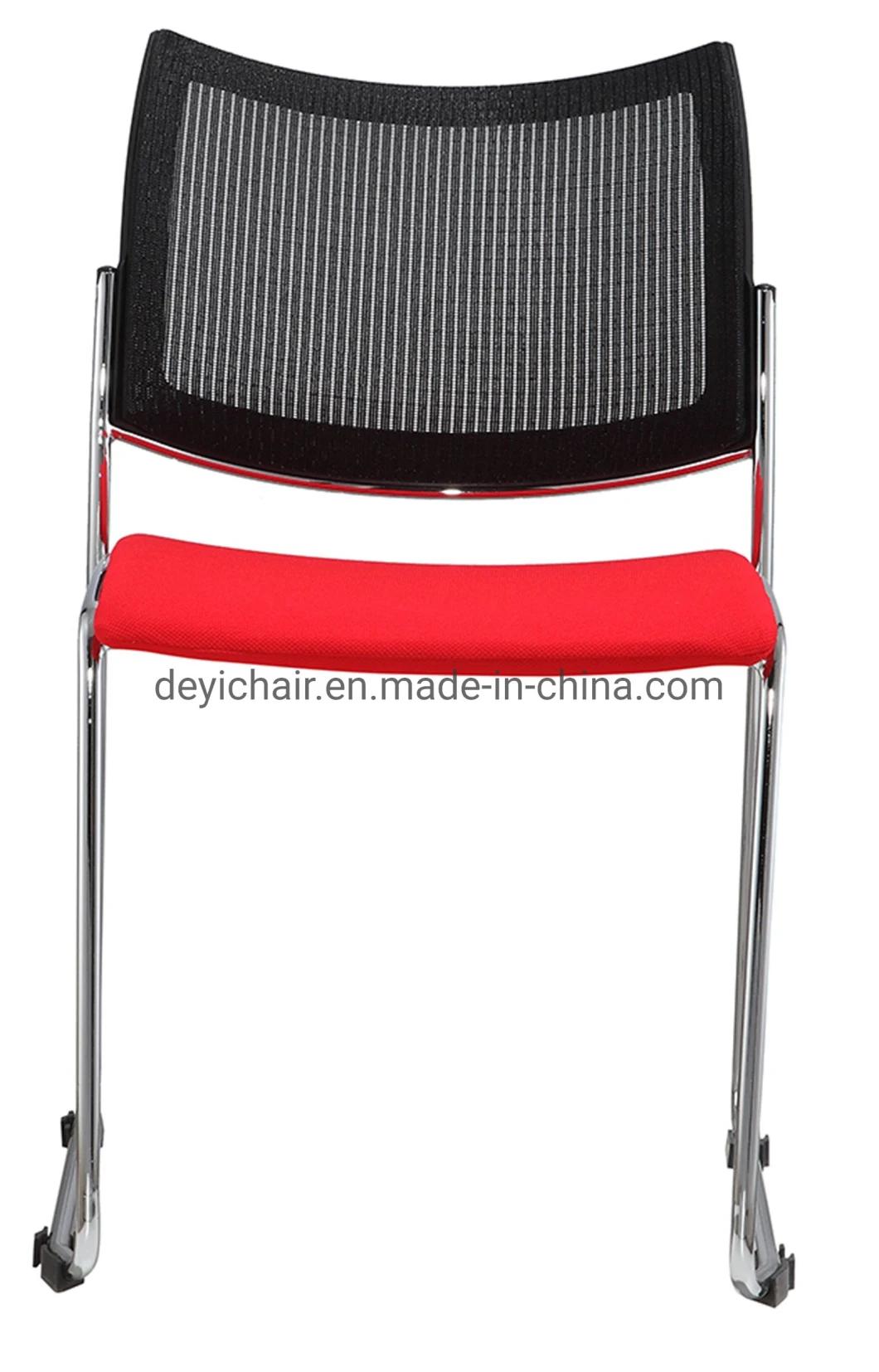 19mm Tube 1.5mm Thickness Sled Chrome Frame Mesh Back Cut Foam Seat Stackable Conference Chair