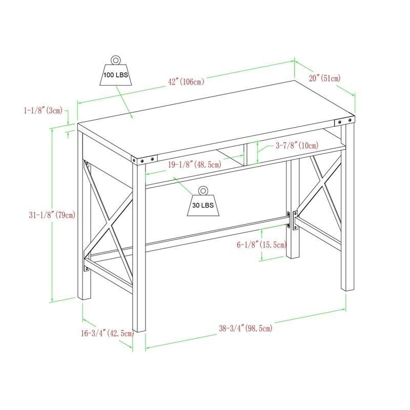 The Gray Barn 42" Metal X Farmhouse Desk