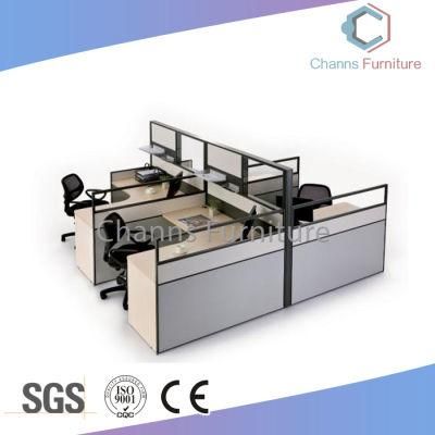 Factory 4 People Seats Office Staff Workstation with Glass Partition (CAS-W31488)