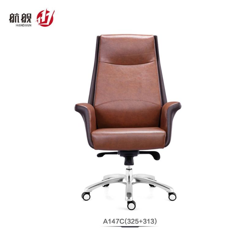 New Design Heavy Duty Comfortable Swivel Boss Office Brown Leather Recliner Chair