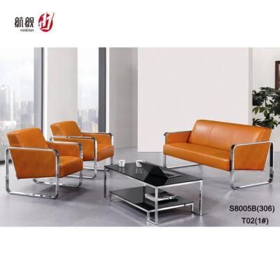 Leather Office Sofa Sets Metal Legs High Density Foam Iron Foot Base Support