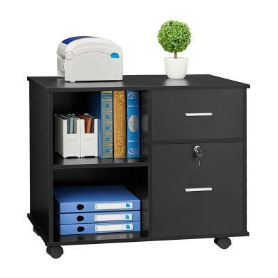 2 Drawers Wooden Lateral File Cabinet with Lock Mobile Filling Cabinet for Home Office