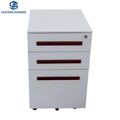 Mobile Pedestal Filing Cabinet with 3 Buckle Hand Drawers