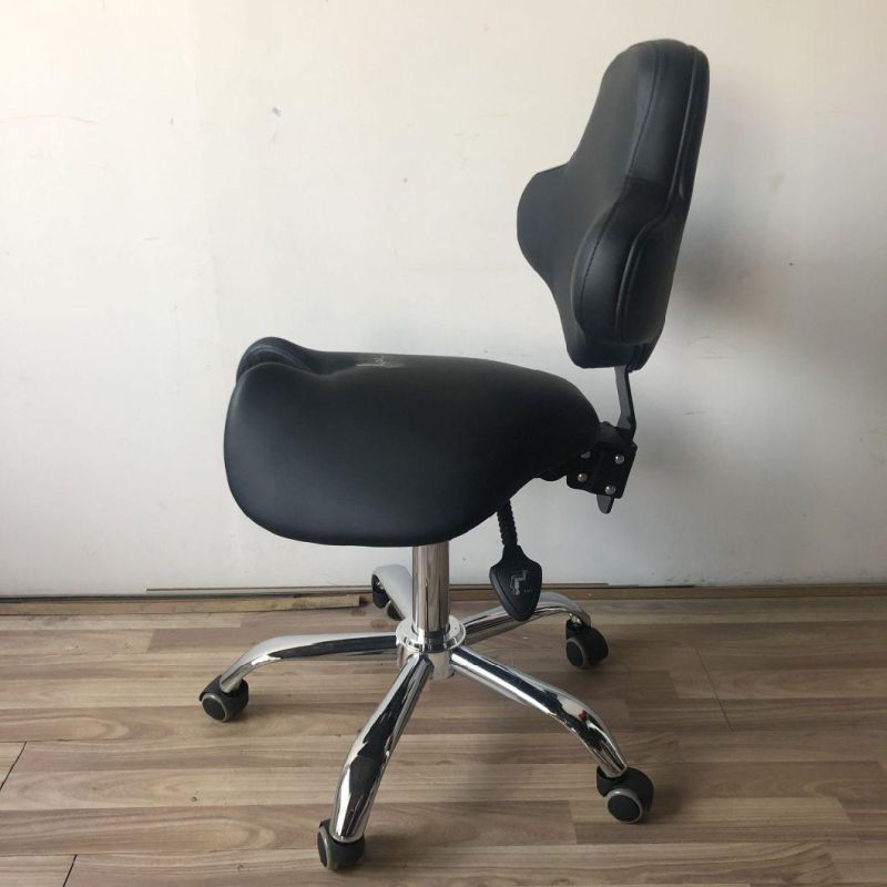 Rolling Saddle Stool with Backrest Height Adjustable Ergonomic Design Office Chair with Wheels for Beauty Salon Medical