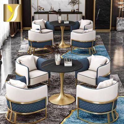 Professional Nordic Gold Metal Base Round Marble Top Coffee Meet Table