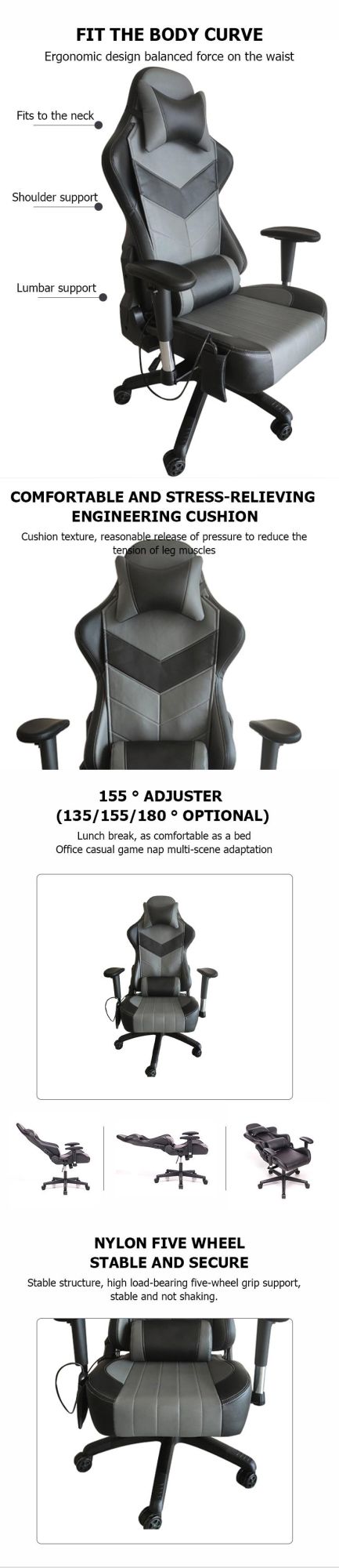 New Style Wholesale PVC Leather Fabric Game Lounge Chair Adjustable Colorful Design High Quality Office Chair Home Furniture
