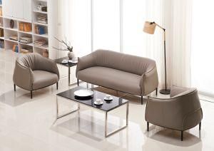 Grey Simple Solid Wood Leg Leisure Home Furniture PU Leather Sofa