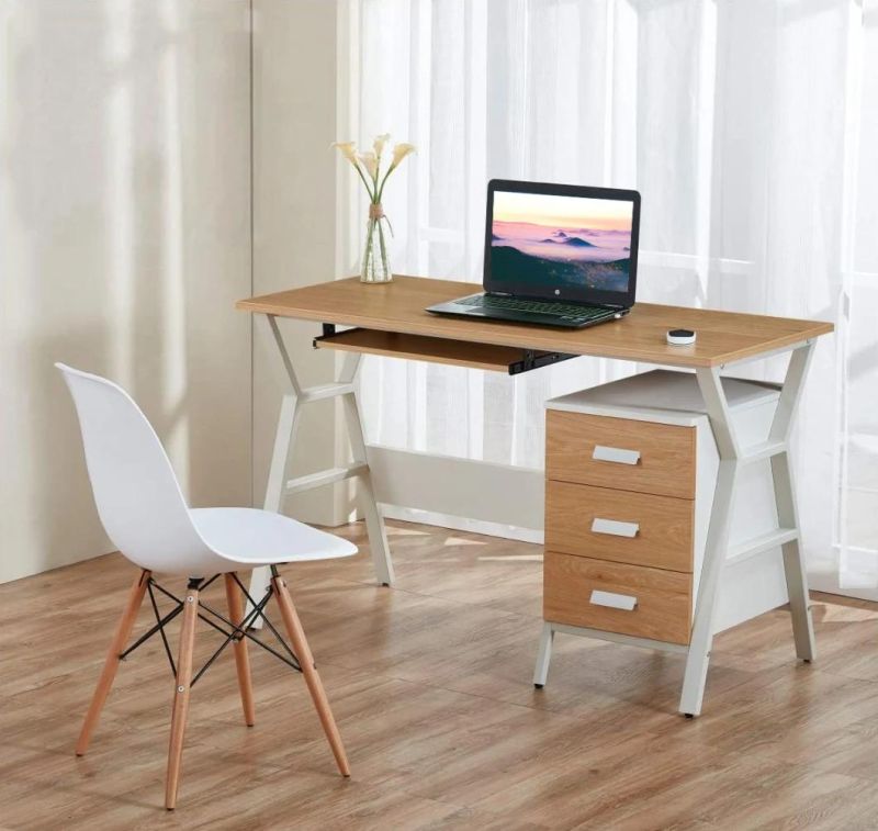 Wooden Desk with Three Drawer Office Staff Desk for One Person