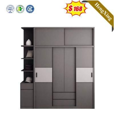 Latest Style Bedroom Home Hotel Furniture Light Grey Color Multi-Function Storage Wardrobe with Sliding Door