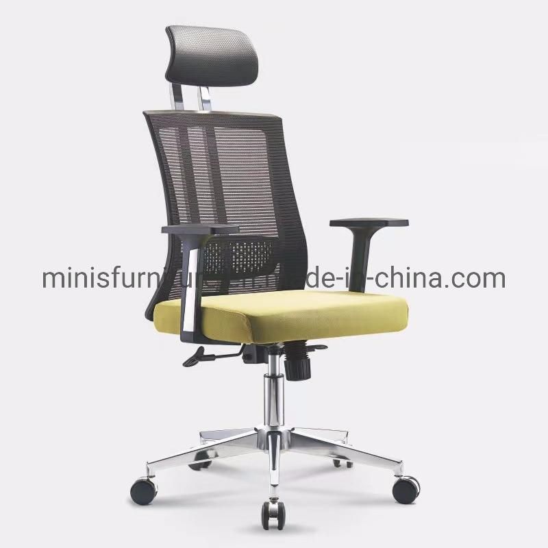 (M-OC1147) Office Aluminium Black Mesh Fabric Chair with Removable Headrest
