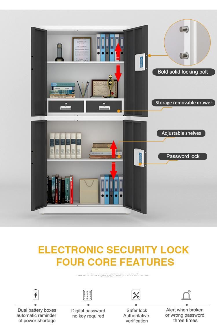 High Security Office Confidential Steel File Cupboard with Electronic Lock