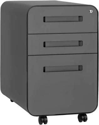 Pft 3-Drawer Mobile File Cabinet, Commercial-Grade, Pre-Assembled (Dark Grey)