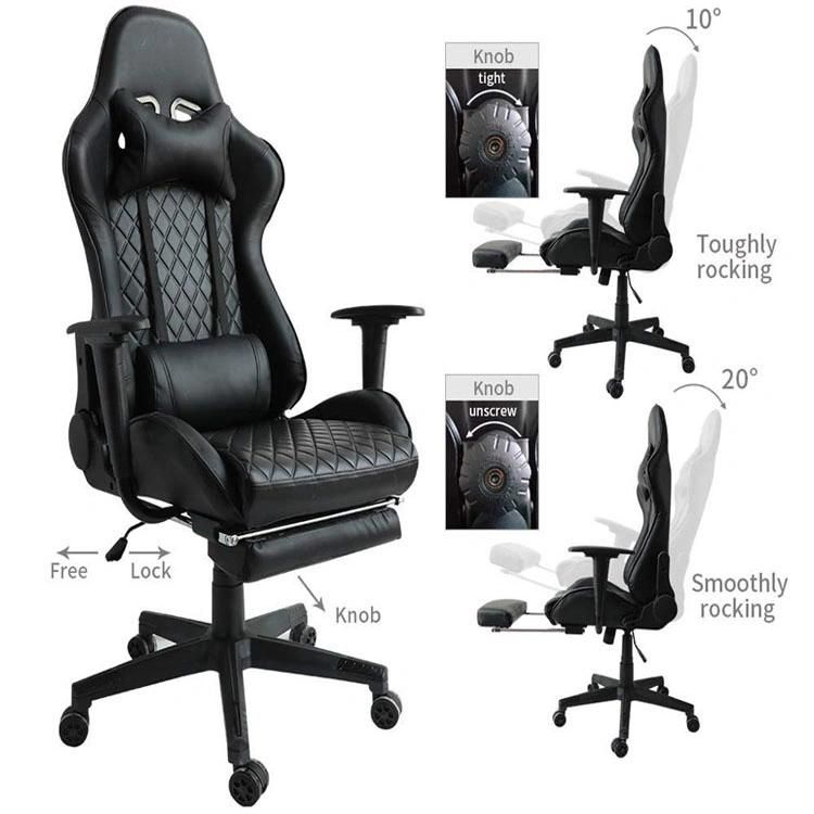 (AIHUA) Wholesale OEM Gaming Chair with Rectractible Footrest, Lumbar Support and Headrest