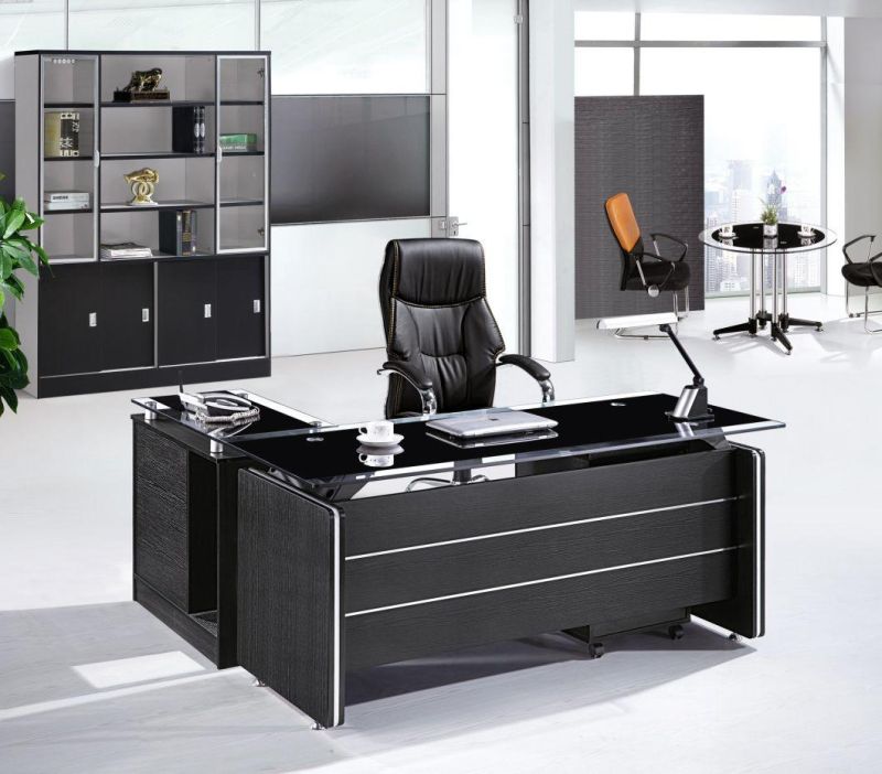 Chinese Wholesale Black Glass Modern CEO Office Executive Desk