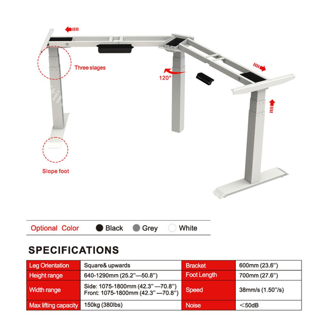 L Shape Electric Height Adjustable Sit Standing up Table Frame