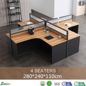 Modren MFC Panel 4 Person Glass Partition Chinese Factory Price Office Workstation (AP-X04)