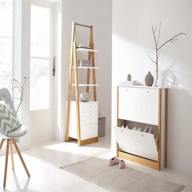 Creative Furniture Tripod Type Wooden Shelf with One Cabinet