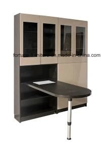 Wooden High Gloss Khaki Bookcase &amp; Desk Combination (I&D-70381+ 70381A+70381B/70381BK+70305)