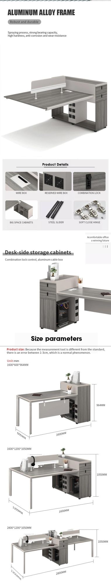 Chinese Factory Made Office Furniture MFC Office Cubicle Workstation Desk
