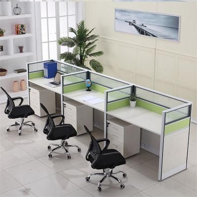 Office Manager Table Mesh Fabric Office Chair 3 Person Workstation Desk