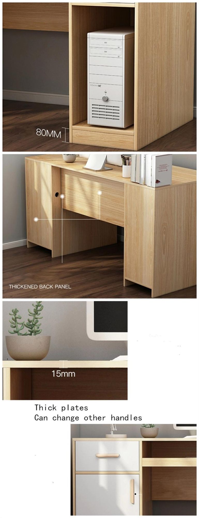 Modern Wooden Furniture Simple Table Computer Desk with Bookshelf