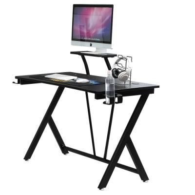 RGB Gaming Table Computer Desk Racing Style Office Table Gamer PC Workstation Gaming Desk with Cup Holder Earphone Stand