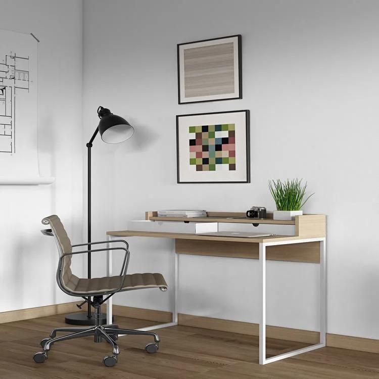 Home White Wood Computer Desk, Simple Standing Computer Table