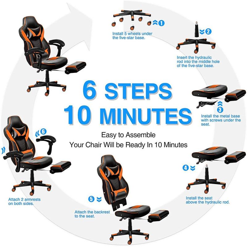 Hot Sell Massage Adjustable Armrest Reclining High Back Leather Gamer Chair Gaming