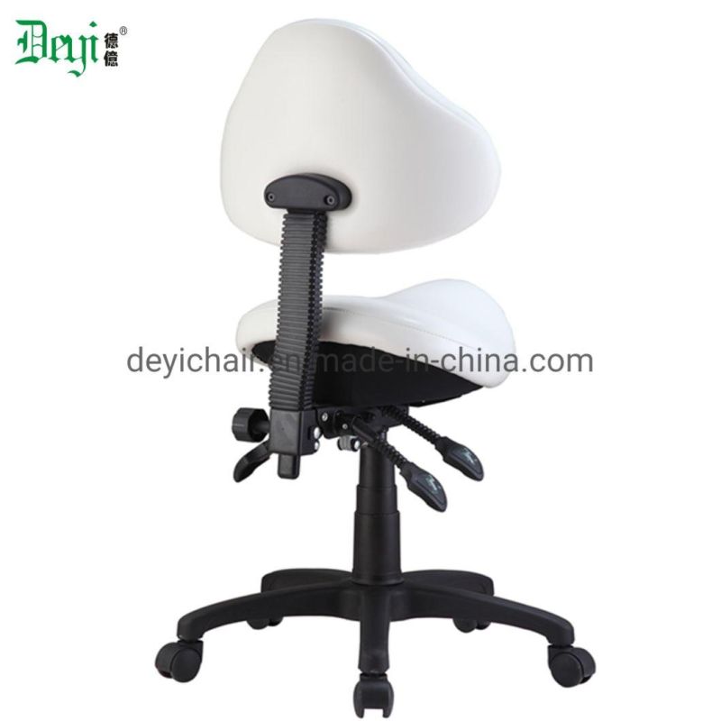 White Color PU Two Lever Light Duty Mechanism Industrial Saddle Seat Computer Chair
