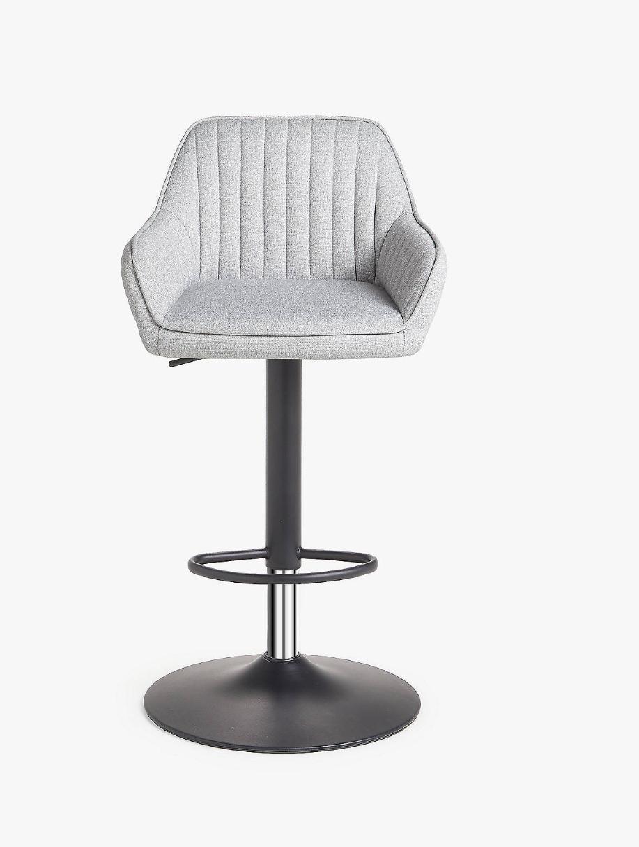 Grey Fabric Leisure Bar Chair Lounge Bar Stool with Painted Balck Base