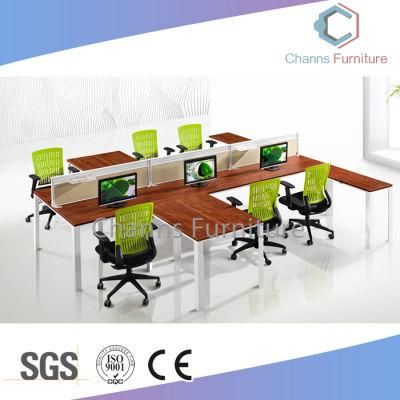 L Shape Office Table Six Seats Workstation with Partitions (CAS-W619)