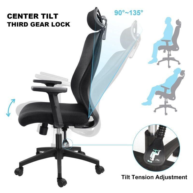 Ergonomically Design Adjustable Swivel Upholstery Armrest Mesh Office Chair