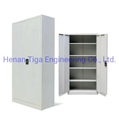 Light Grey Metal Office File Storage Furniture Iron Full Height Filing Cabinet Swing 2 Door Steel Cupboard