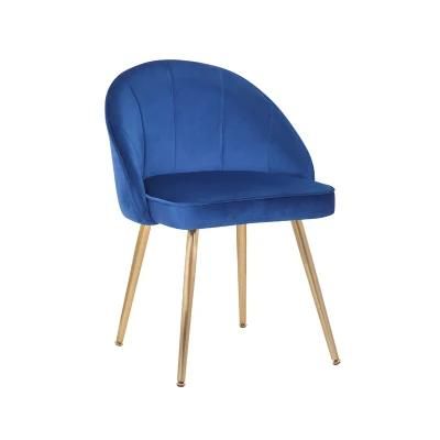 Nordic Home Indoor Comfortable Blue Velvet Fabric Arm Chair Wedding Dining Chair