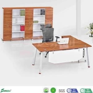 Gold Teak Office Furniture Melamine Flake Chipboard Manager Table Executive Desk