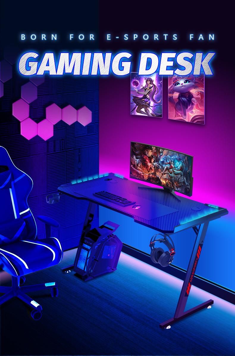 Aor Esports Customizes Furniture Laptop RGB LED Light Desktop Dormitory Student Bedroom Competitive Computer Table Gamer Chair Study Gaming Desk for Home Office